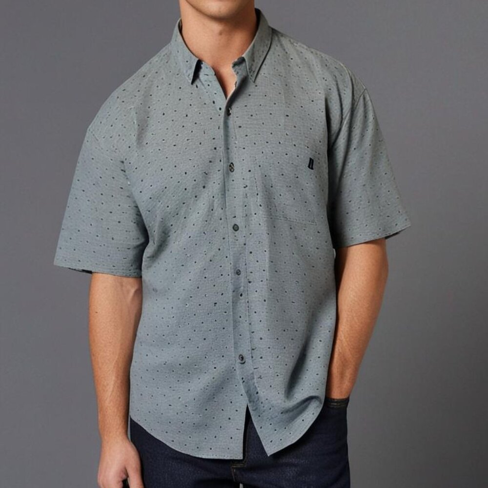 Molokai Surf Co Shirt Men’s Size 2X-Large Button Down Gray Short Sleeve 1 Pocket